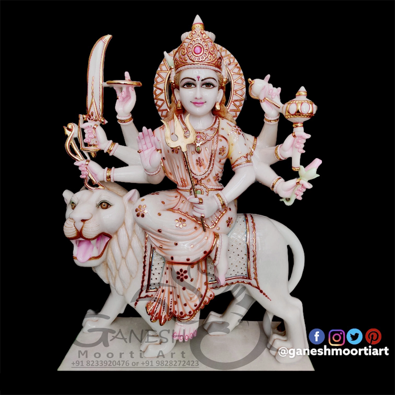  White Marble Maa Durga Statue