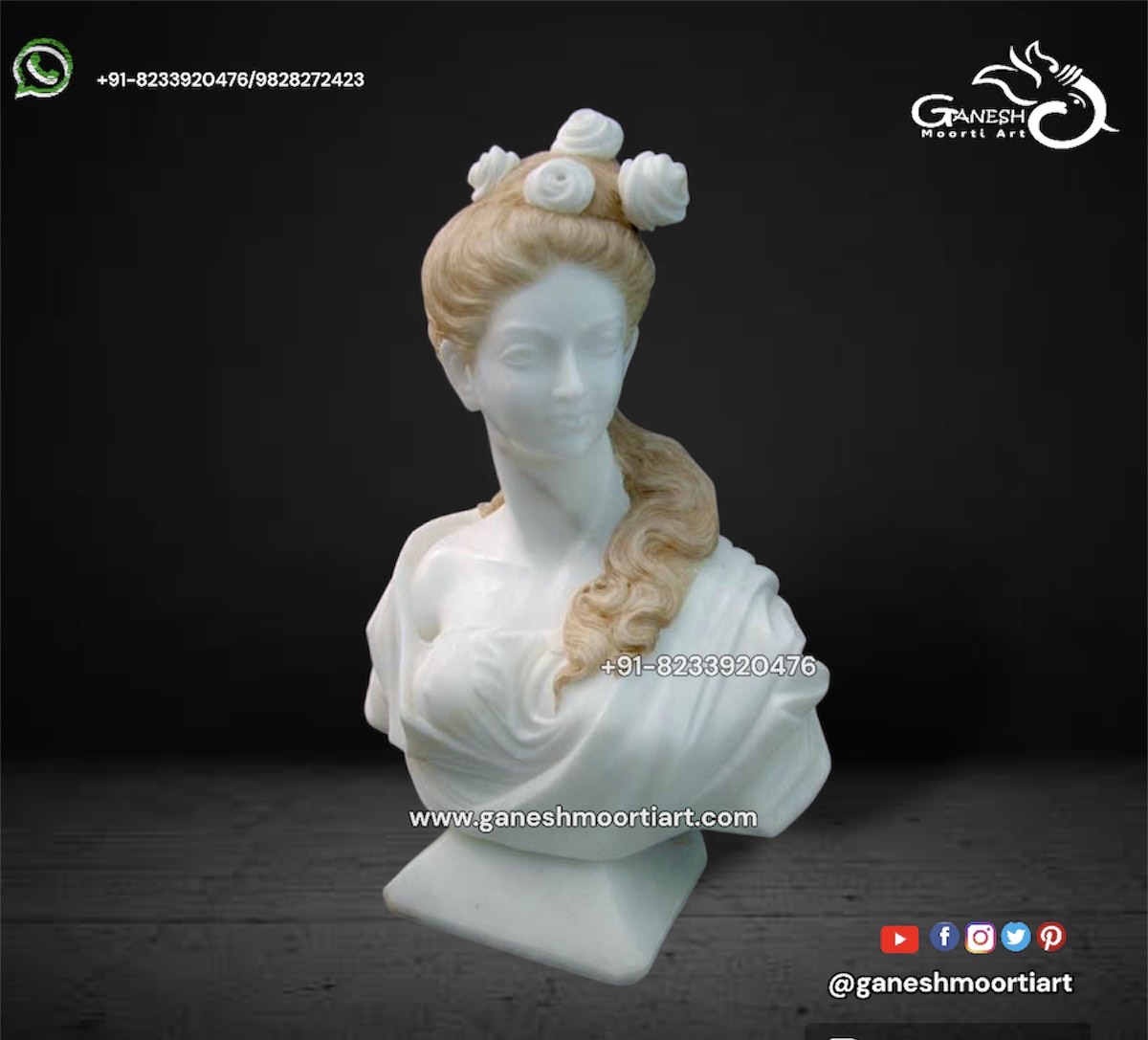 Woman Bust Idol In Marble