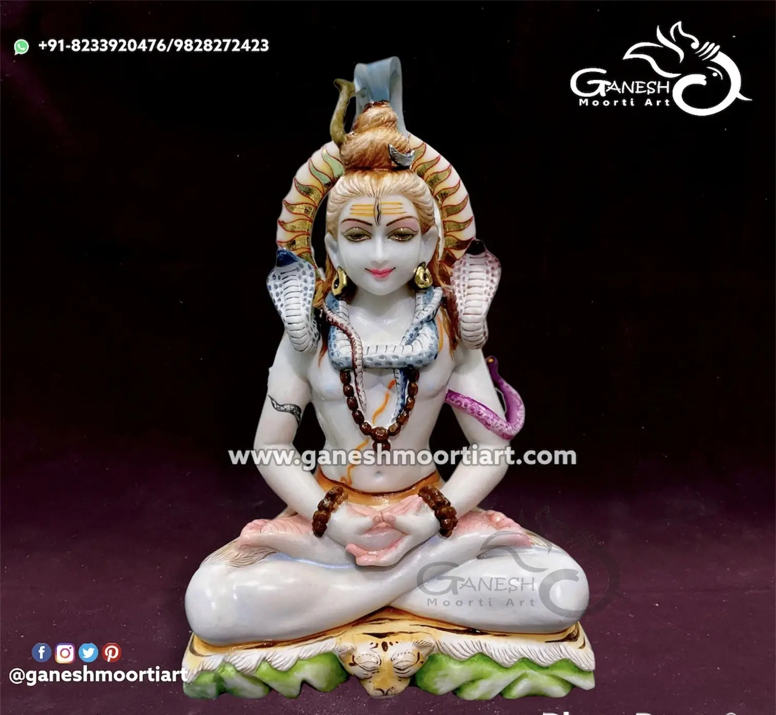 Meditating Shiva Statue in Marble