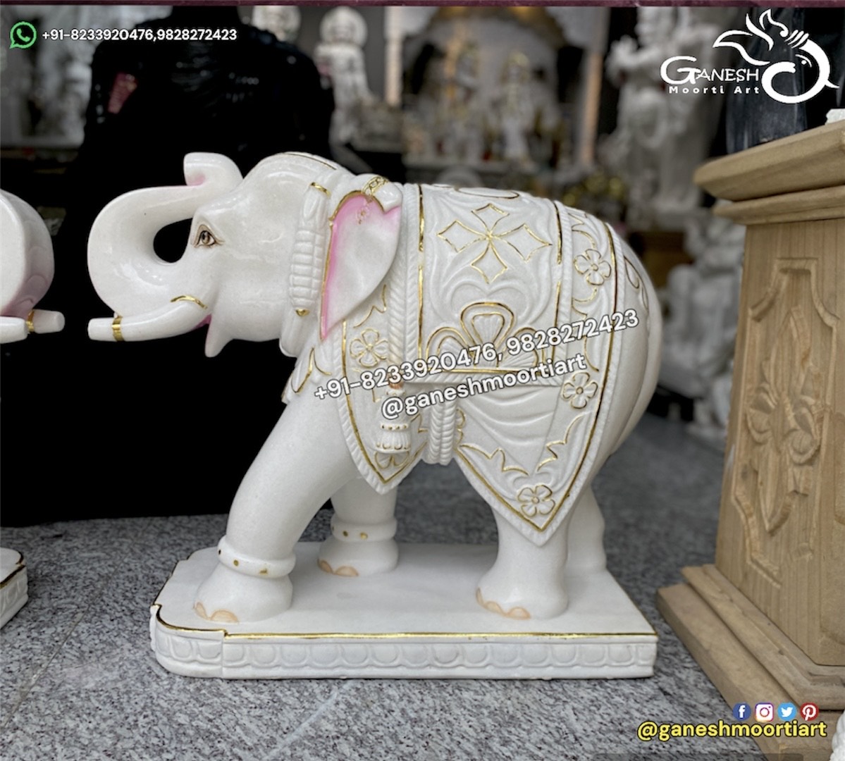 Decorative marble elephant statue 5 feet 